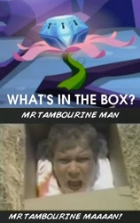 Size: 442x701 | Tagged: safe, derpibooru import, twilight sparkle, twilight sparkle (alicorn), alicorn, pony, princess twilight sparkle (episode), season 4, exploitable meme, female, mare, mr tambourine man, mystery box of plot importance, what's in the box?, william shatner