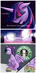 Size: 1000x2000 | Tagged: safe, artist:tlatophat, derpibooru import, twilight sparkle, twilight sparkle (alicorn), alicorn, pony, caffeine, comic, female, latte, mare, product placement, starbucks