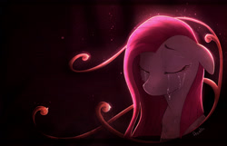 Size: 1672x1080 | Tagged: safe, artist:azaiia, pinkie pie, earth pony, pony, crying, eyes closed, floppy ears, pinkamena diane pie, sad, solo