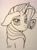 Size: 1225x1651 | Tagged: safe, artist:latecustomer, rarity, pony, semi-anthro, unicorn, floppy ears, frown, lineart, looking at you, looking back, monochrome, sad, solo, traditional art