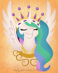Size: 1280x1605 | Tagged: safe, artist:abbystarling, princess celestia, alicorn, pony, bust, eyes closed, portrait, smiling, solo, spread wings