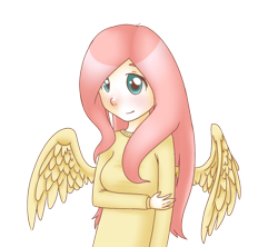 Size: 900x800 | Tagged: safe, artist:lantaniel, fluttershy, human, clothes, humanized, solo, sweater, sweatershy, winged humanization