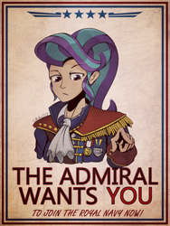 Size: 1536x2048 | Tagged: safe, artist:qzygugu, starlight glimmer, human, admiral, clothes, decoration, female, humanized, navy, palindrome get, poster, propaganda, solo, uniform