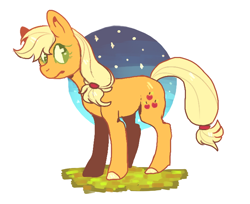 Size: 710x580 | Tagged: safe, artist:snazzyshine, applejack, earth pony, pony, blonde mane, female, mare, missing accessory, orange coat, solo