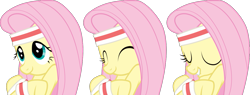 Size: 1223x465 | Tagged: safe, artist:kuraton, fluttershy, pegasus, pony, hurricane fluttershy, headband, lip bite, simple background, solo, transparent background, vector, wristband