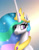 Size: 1128x1429 | Tagged: safe, artist:platinumdrop, princess celestia, alicorn, pony, bust, gimp, portrait, solo