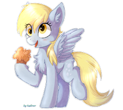 Size: 1853x1653 | Tagged: safe, artist:kaliner123, derpy hooves, pegasus, pony, chest fluff, female, food, hoof hold, mare, muffin, simple background, solo, transparent background