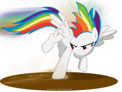 Size: 1600x1200 | Tagged: safe, artist:ponyecho, derpibooru import, rainbow dash, pegasus, pony, flying, motion blur, show accurate, skidding, solo, speed, super rainbow dash