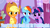 Size: 480x270 | Tagged: safe, derpibooru import, screencap, applejack, rainbow dash, twilight sparkle, earth pony, pegasus, pony, blue text, image macro, meme