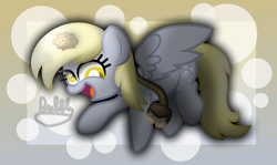 Size: 2741x1633 | Tagged: safe, artist:bubbly-storm, derpy hooves, food, letter, muffin, solo