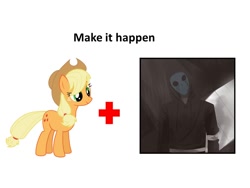 Size: 960x720 | Tagged: safe, applejack, earth pony, pony, crossover, exploitable meme, eyeless jack, make it happen, meme