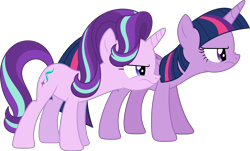 Size: 5000x3011 | Tagged: safe, artist:dashiesparkle, starlight glimmer, twilight sparkle, twilight sparkle (alicorn), alicorn, pony, unicorn, the times they are a changeling, .svg available, absurd resolution, duo, duo female, female, mare, simple background, transparent background, vector