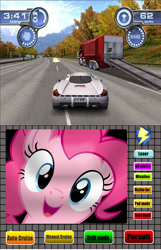 Size: 780x1212 | Tagged: safe, pinkie pie, earth pony, pony, car, g-6155 interceptor, hud, spy hunter, truck