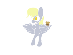 Size: 1600x1200 | Tagged: safe, artist:rafuki, derpy hooves, pegasus, pony, female, flying, food, lineless, mare, muffin, no pupils, simple background, solo, transparent background