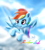 Size: 1024x1126 | Tagged: safe, artist:fancxyfox, derpibooru import, rainbow dash, pegasus, pony, bust, cloud, female, mare, sky, smiling, solo, spread wings, wings