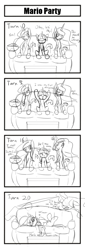 Size: 654x1920 | Tagged: safe, artist:thattagen, princess celestia, princess luna, twilight sparkle, twilight sparkle (alicorn), alicorn, pony, 4koma, comic, female, mare, monochrome, newbie artist training grounds, sketch, sofa, video game