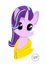 Size: 1920x2688 | Tagged: safe, artist:theradmir, starlight glimmer, pony, unicorn, bust, clothes, hoodie, portrait, smiling, solo