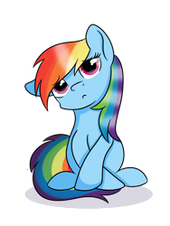 Size: 3000x4000 | Tagged: safe, artist:rainbowtashie, derpibooru import, rainbow dash, pegasus, pony, crossed legs, female, frown, looking at you, mare, simple background, sitting, solo, transparent background