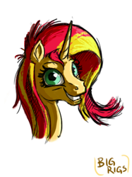 Size: 338x451 | Tagged: safe, artist:bigrigs, derpibooru exclusive, sunset shimmer, pony, unicorn, simple background, solo, transparent background