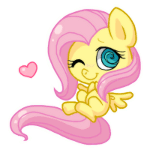 Size: 150x150 | Tagged: safe, artist:yokokinawa, fluttershy, pegasus, pony, animated, frame by frame, heart, simple background, solo, squigglevision, transparent background, vibrating, wingding eyes