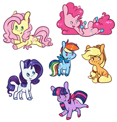 Size: 2591x2694 | Tagged: safe, artist:cutepencilcase, derpibooru import, applejack, fluttershy, pinkie pie, rainbow dash, rarity, twilight sparkle, twilight sparkle (alicorn), alicorn, earth pony, pegasus, pony, unicorn, chibi, colored hooves, cowboy hat, cute, female, hat, mane six, mare, outline, simple background, transparent background, white outline