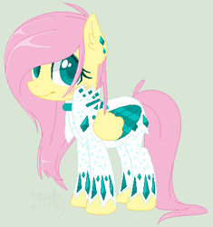 Size: 383x407 | Tagged: safe, artist:bacca-chan, fluttershy, pegasus, pony, alternate hairstyle, clothes, nudie suit, solo