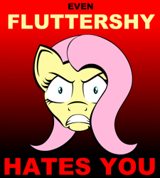 Size: 600x667 | Tagged: safe, fluttershy, pegasus, pony, female, hate, mare, pink mane, yellow coat