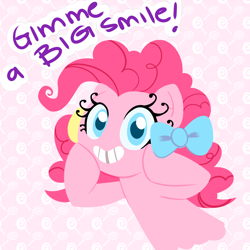 Size: 1024x1024 | Tagged: safe, artist:cosmicponye, pinkie pie, earth pony, pony, female, mare, pink coat, pink mane, smiling, solo