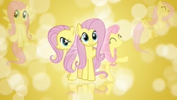 Size: 1191x670 | Tagged: safe, artist:brony6214, fluttershy, pegasus, pony, bubble, dancing, floating, reflection, vector, wallpaper