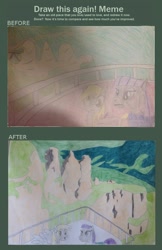 Size: 550x850 | Tagged: safe, artist:didgereethebrony, derpy hooves, maud pie, blue mountains, draw this again, katoomba, lookout, meme, mlp in australia, three sisters, traditional art