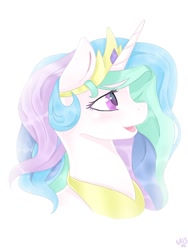 Size: 1024x1365 | Tagged: safe, artist:animorphsfan, princess celestia, alicorn, pony, bust, colored pupils, profile, solo