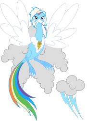 Size: 744x1027 | Tagged: safe, artist:kuruttra, derpibooru import, rainbow dash, bird, altaria, female, mega evolution, pokefied, pokémon, simple background, solo, species swap, spread wings, transparent background, wings