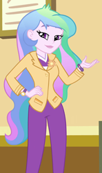 Size: 624x1054 | Tagged: safe, screencap, princess celestia, principal celestia, equestria girls, celestia's office, solo