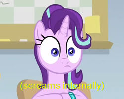 Size: 376x300 | Tagged: safe, edit, edited screencap, screencap, starlight glimmer, pony, unicorn, student counsel, cropped, faic, female, internal screaming, mare, meme, meta, screaming internally, solo, twitter, x internally