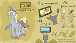 Size: 1024x576 | Tagged: safe, artist:sunnytp, derpy hooves, pegasus, pony, cardboard, nintendo, nintendo labo, nintendo switch, princess, video game