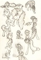 Size: 1154x1692 | Tagged: safe, artist:copperirisart, applejack, earth pony, pony, monochrome, solo, traditional art