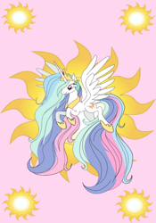 Size: 1024x1463 | Tagged: safe, artist:theroyalprincesses, princess celestia, alicorn, pony, cutie mark, flying, solo