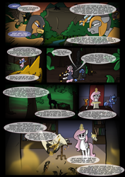 Size: 1240x1754 | Tagged: safe, artist:lunarcakez, princess celestia, princess luna, alicorn, griffon, pony, comic:the origins of hollow shades, comic, pink-mane celestia, s1 luna