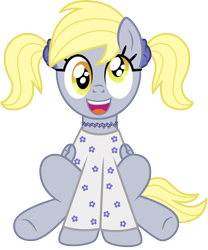 Size: 1000x1204 | Tagged: safe, artist:cloudyglow, derpy hooves, pony, alternate hairstyle, clothes, cute, derpabetes, pigtails, simple background, sitting, solo, sweater, transparent background, twintails