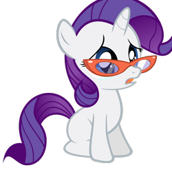 Size: 1600x1582 | Tagged: safe, artist:ponyglam, rarity, pony, unicorn, cute, filly, frown, glasses, open mouth, raribetes, sad, simple background, sitting, solo, transparent background, vector