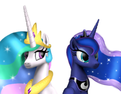 Size: 2048x1600 | Tagged: safe, artist:platinumdrop, princess celestia, princess luna, alicorn, pony, bust, portrait, simple background, transparent background