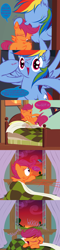 Size: 792x3299 | Tagged: safe, artist:frist44, derpibooru import, rainbow dash, scootaloo, pegasus, pony, bed, blanket, cheerilee-s-chalkboard, comic, fluffy, room, scootacurse, scootalove, sleeping, snoring, tumblr