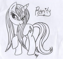 Size: 2331x2204 | Tagged: safe, artist:cassadriel, rarity, pony, unicorn, cute, monochrome, solo, trace, traditional art, wet, wet mane, wet mane rarity