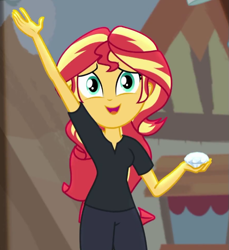 Size: 587x642 | Tagged: safe, screencap, sunset shimmer, better together, equestria girls, opening night, opening night: sunset shimmer, cropped, diamond, director shimmer, female, solo