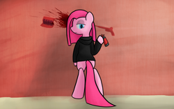 Size: 2000x1250 | Tagged: safe, artist:mang, pinkie pie, pony, bipedal, clothes, graffiti, hoodie, pinkamena diane pie, solo, spray paint