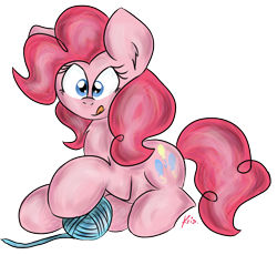 Size: 724x667 | Tagged: safe, artist:kristysk, pinkie pie, earth pony, pony, female, mare, pink coat, pink mane, solo, yarn