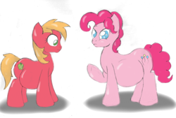 Size: 500x337 | Tagged: safe, artist:mlp-pregnancy-is-magic, big macintosh, bubble berry, macareina, pinkie pie, earth pony, pony, male pregnancy, pregnant, rule 63, tumblr