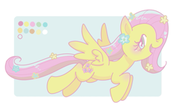 Size: 541x334 | Tagged: safe, artist:mido, fluttershy, pegasus, pony, flower in hair, pixiv, solo