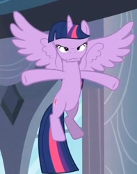 Size: 694x881 | Tagged: safe, derpibooru import, screencap, twilight sparkle, twilight sparkle (alicorn), alicorn, pony, princess twilight sparkle (episode), season 4, faic, female, flying, frown, mare, solo