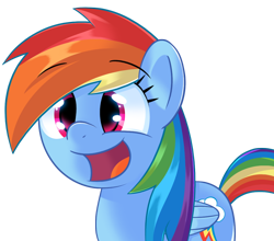 Size: 1050x925 | Tagged: safe, artist:sykobelle, derpibooru import, rainbow dash, pegasus, pony, excited, simple background, solo, transparent background